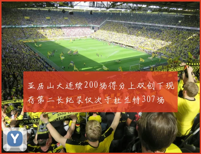 亚历山大连续200场得分上双创下现存第二长纪录仅次于杜兰特307场